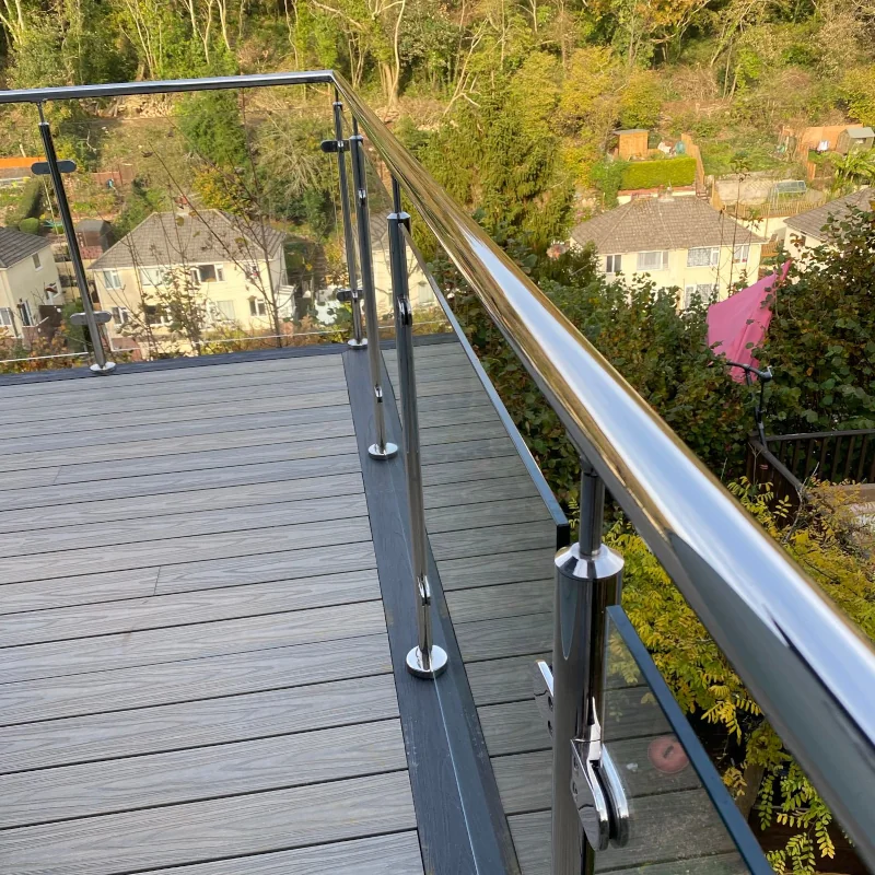 Contemporary outdoor decking with balustrade