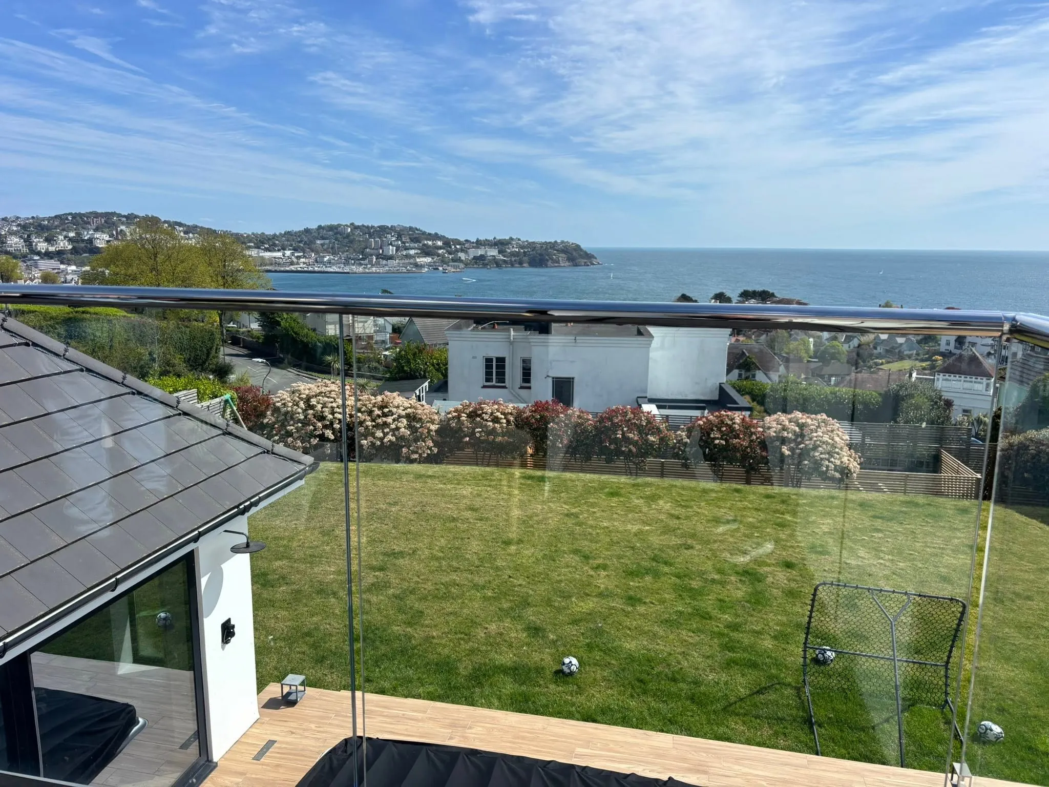 Glass balustrade overlooking the coast near Paignton