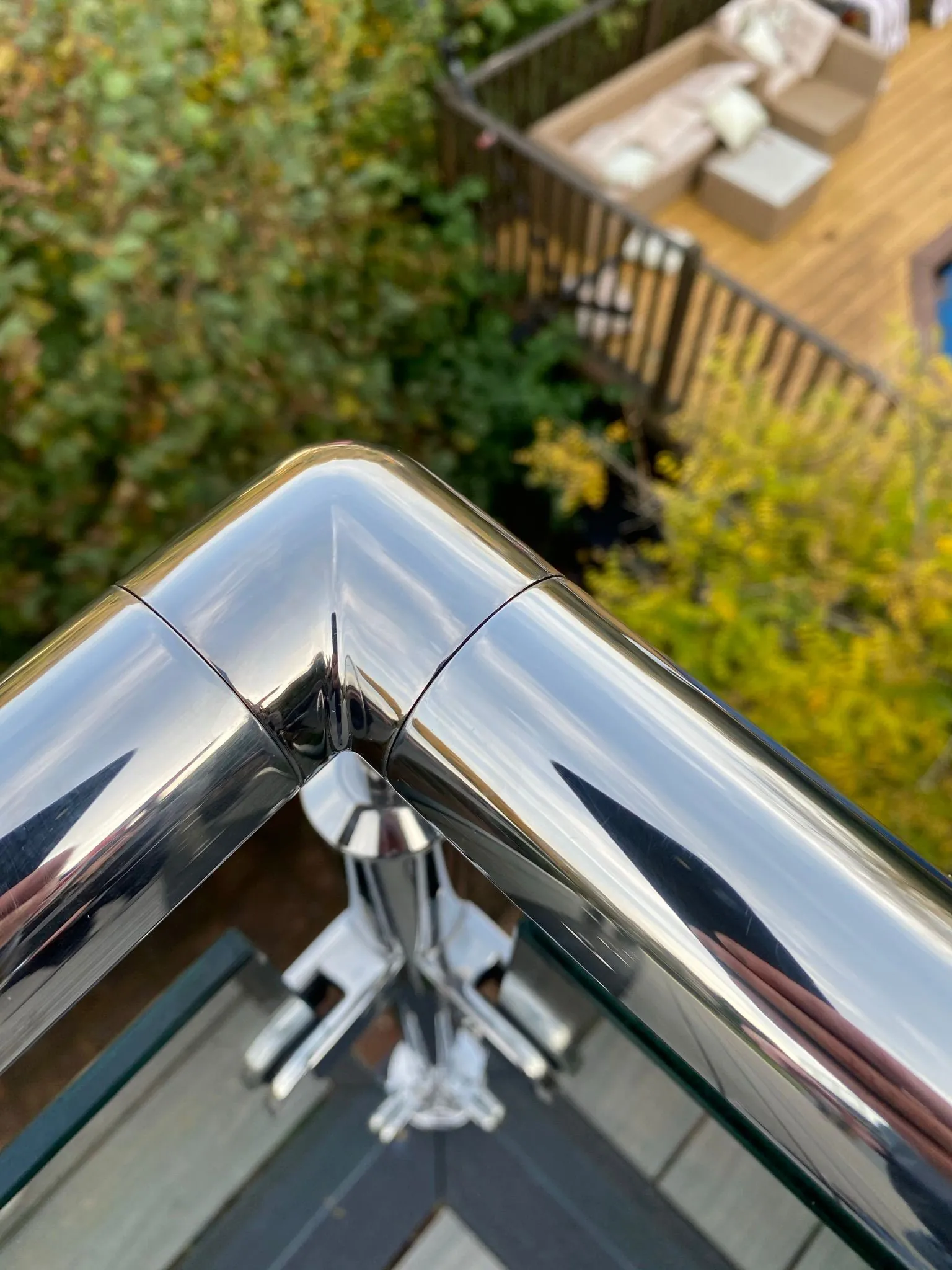 Stainless steel and glass handrail detail in Paignton